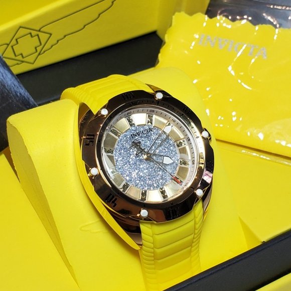 Invicta Watch Stainless Steel Silicone Gold Yellow Women Accessories Watch - Picture 5 of 16